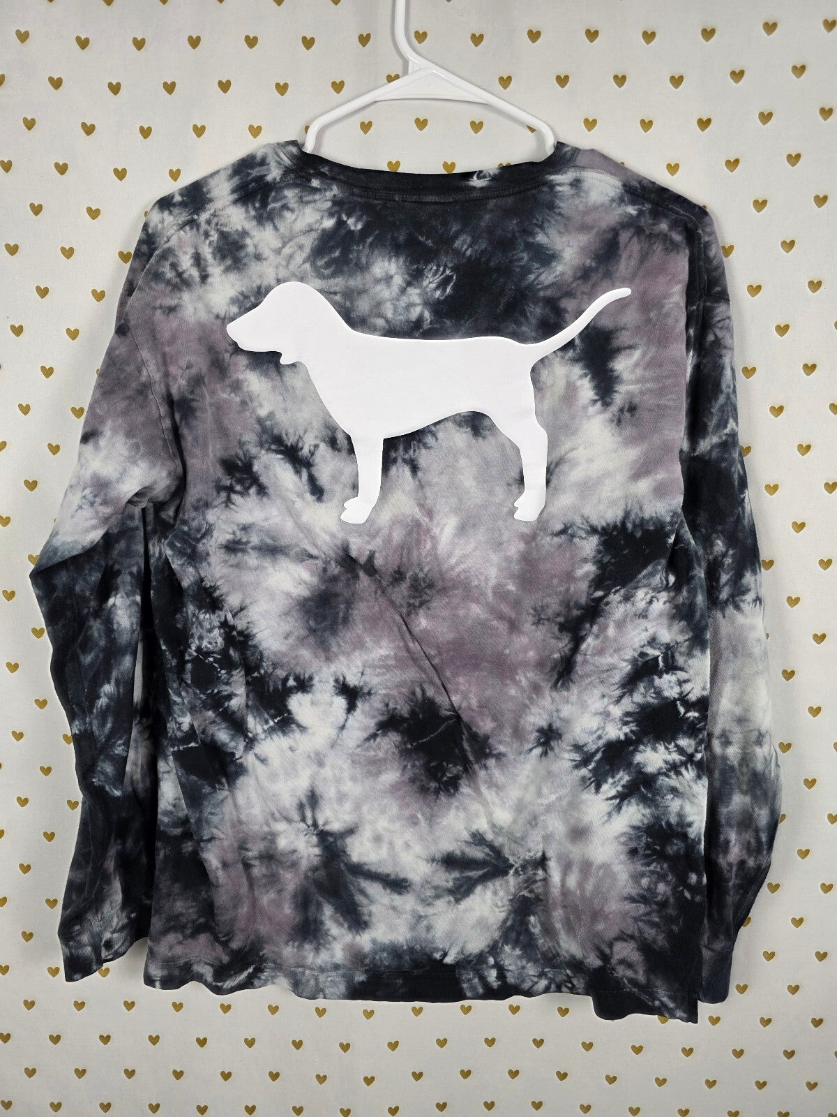 Victorias Secret PINK Dog Logo Long Sleeve Tye Dye Tee shirt small