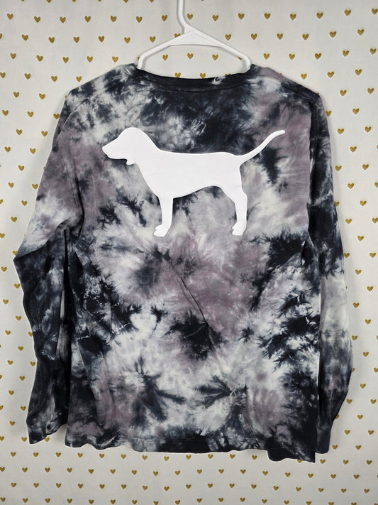 Victorias Secret PINK Dog Logo Long Sleeve Tye Dye Tee shirt small