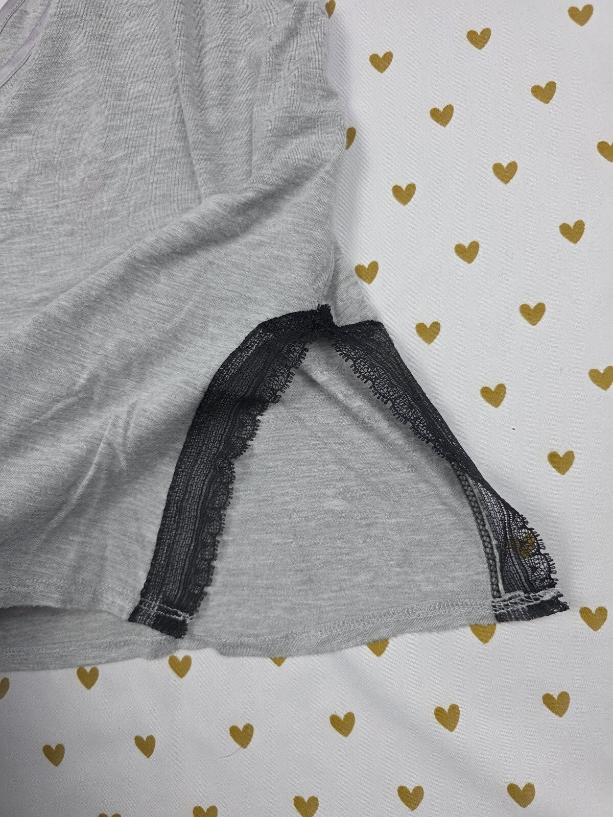 Victorias Secret Super Soft XS Grey Lace Accent Tank Top Babydoll