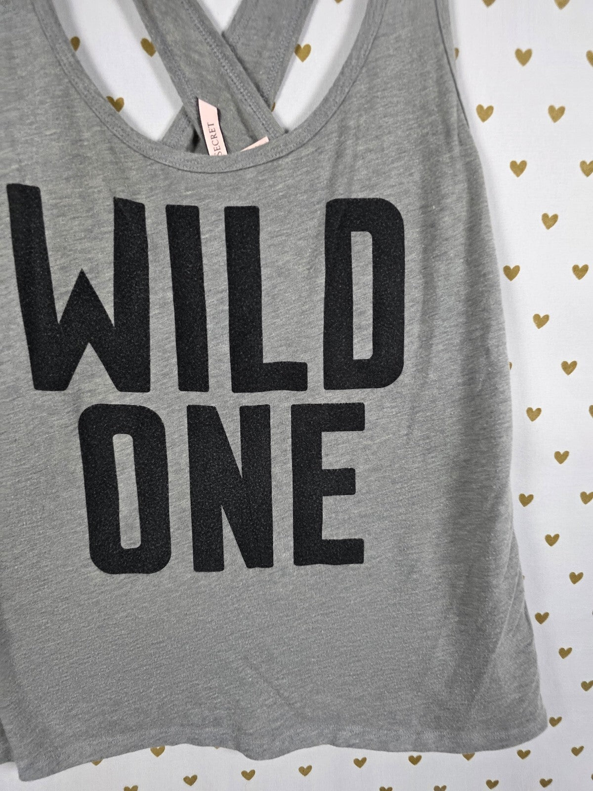 Victorias Secret WILD ONE Cross Back Tank Top Grey Small