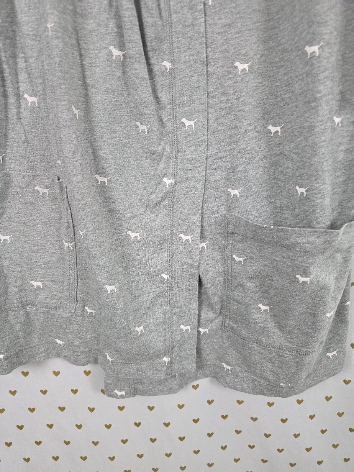 ictoria's Secret PINK XS Gray Dog Print Sleep Robe LOVE PINK Y2K