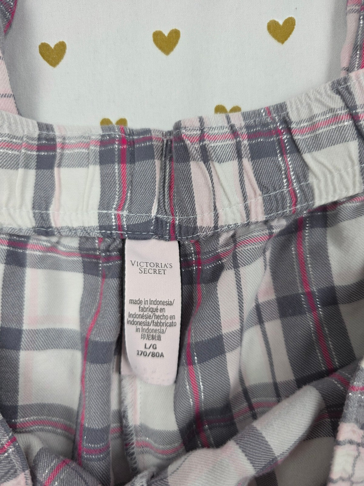 Victorias Secret Grey Plaid Sleep Pants Pajama Bottoms PJ LARGE