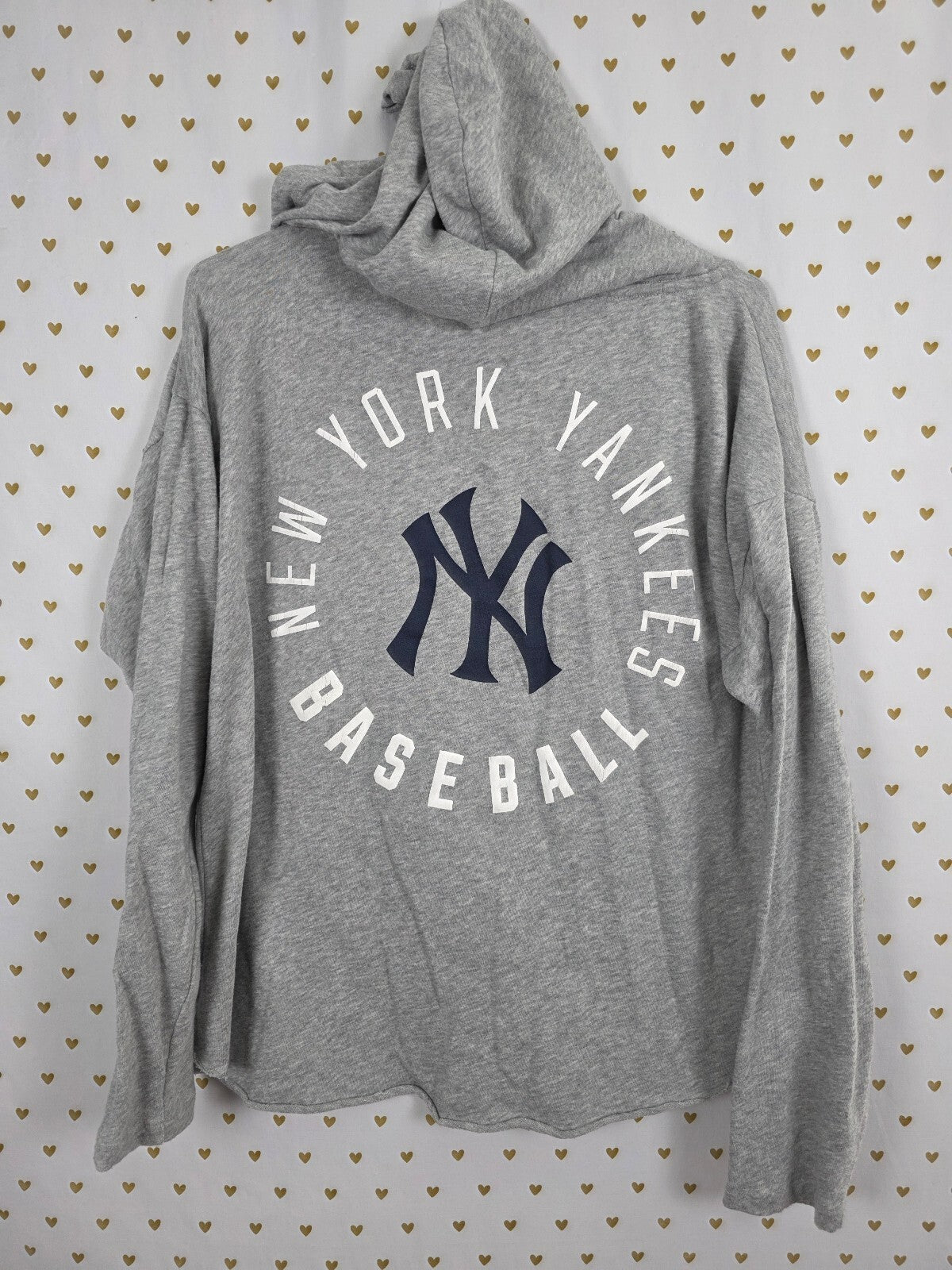 Victorias Secret Pink MLB New York Yankees Baseball Hooded Thin Sweater Shirt L
