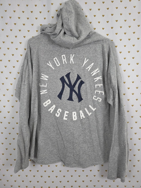 Victorias Secret Pink MLB New York Yankees Baseball Hooded Thin Sweater Shirt L