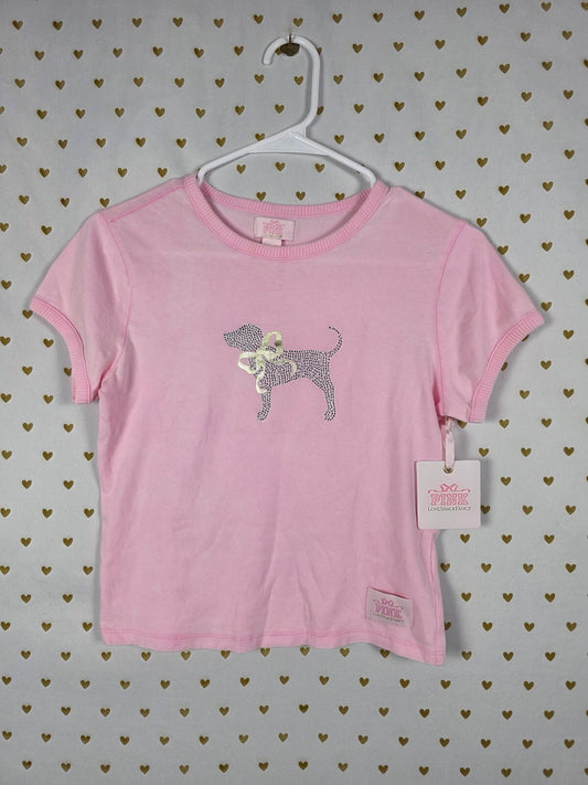 Victorias Secret PINK LOVESHACKFANCY NEW NWT Bling Dog Baby TEe Shirt XS