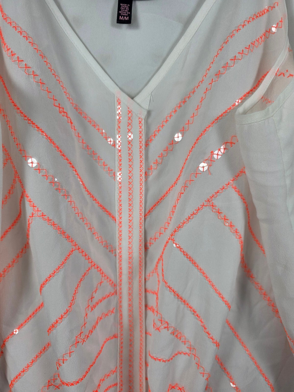 Victorias Secret Medium  Bling Sequined neon tie Front tank Top