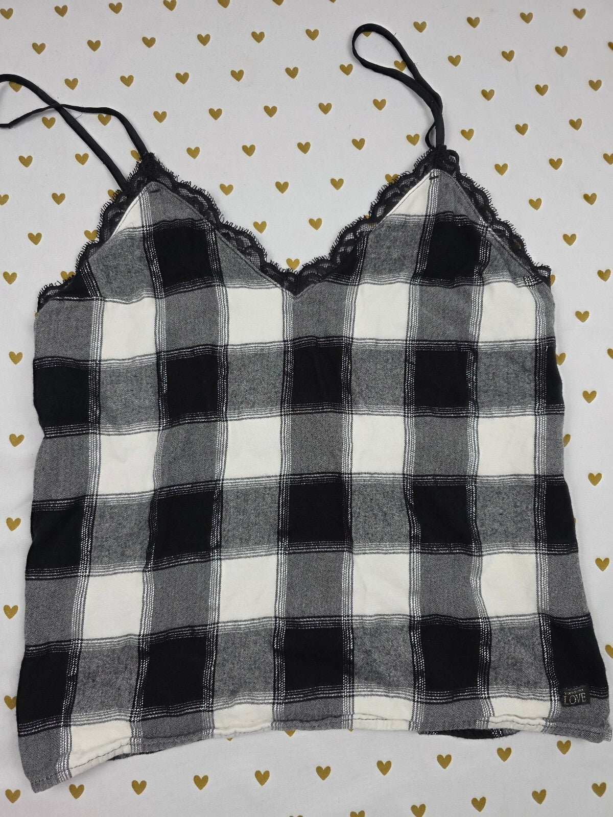 Victorias Secret Black Plaid Cute Checkered Tank Top XS