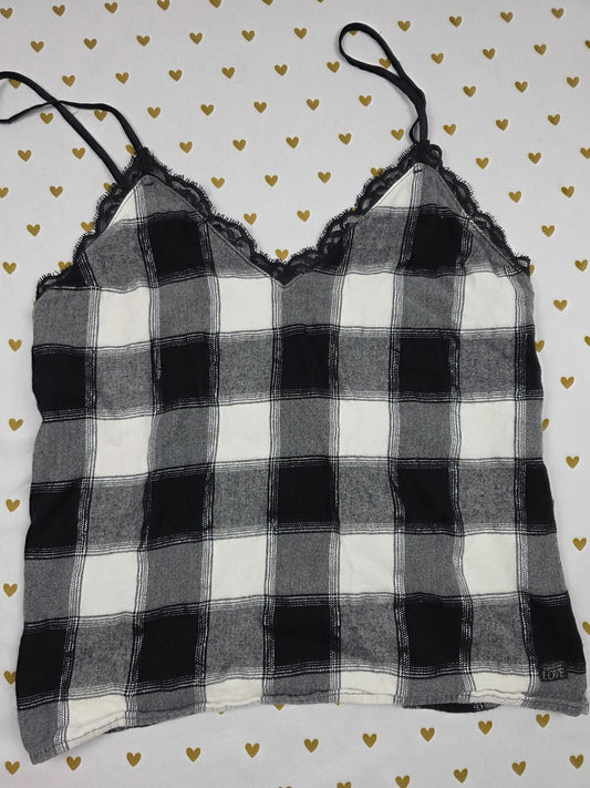 Victorias Secret Black Plaid Cute Checkered Tank Top XS