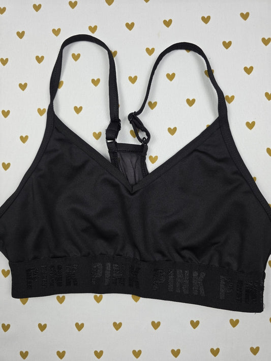Victorias Secret Pink Active Sports Bra XS BLack Bralette Bra Top Tank