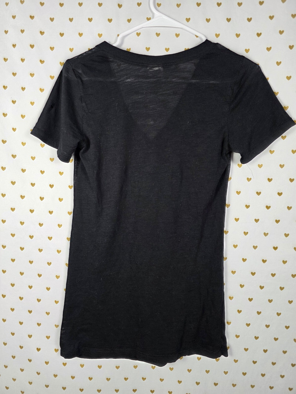 Victorias Secret PINK LOVE BLING Heart Studded Tee shirt V neck SMALL