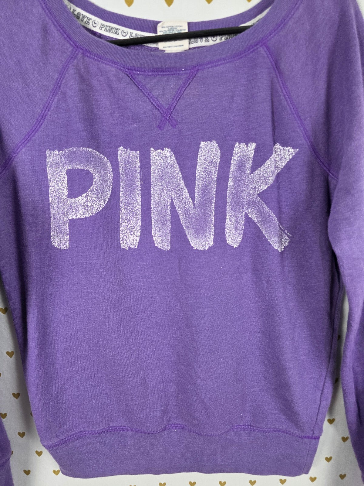 Victorias Secret Pink vintage logo Purple Sweater shirt XS Y2k