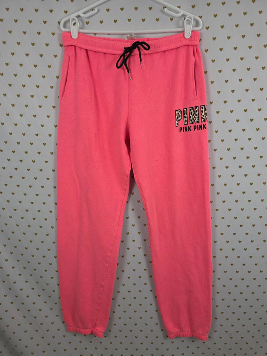 Victorias Secret PINK Vintage neon Logo cheetah Leopard Long Sweats Small