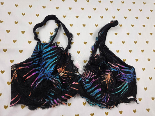 Victorias Secret Unlined Underwire Neon accent bra 36DD