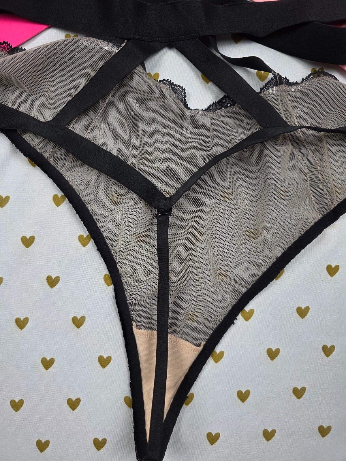 Victorias Secret Black Sexy Strappy Caged teddy Bodysuit Lingerie XL Thong