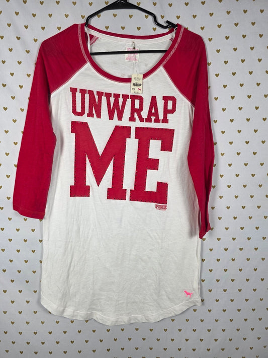 NWT PINK Victoria's Secret Unwrap Me Rhinestone Sleep Shirt Nightgown XS
