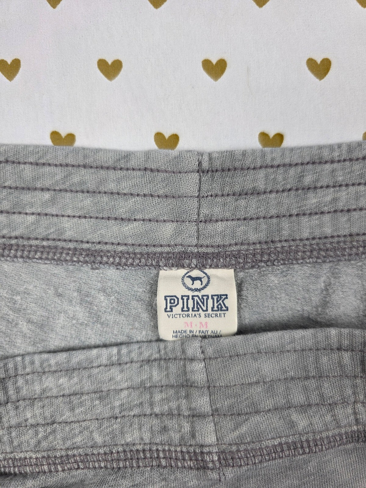 Victorias Secret PINK Vintage Grey heart Booty Shorts Y2k MEDIUM