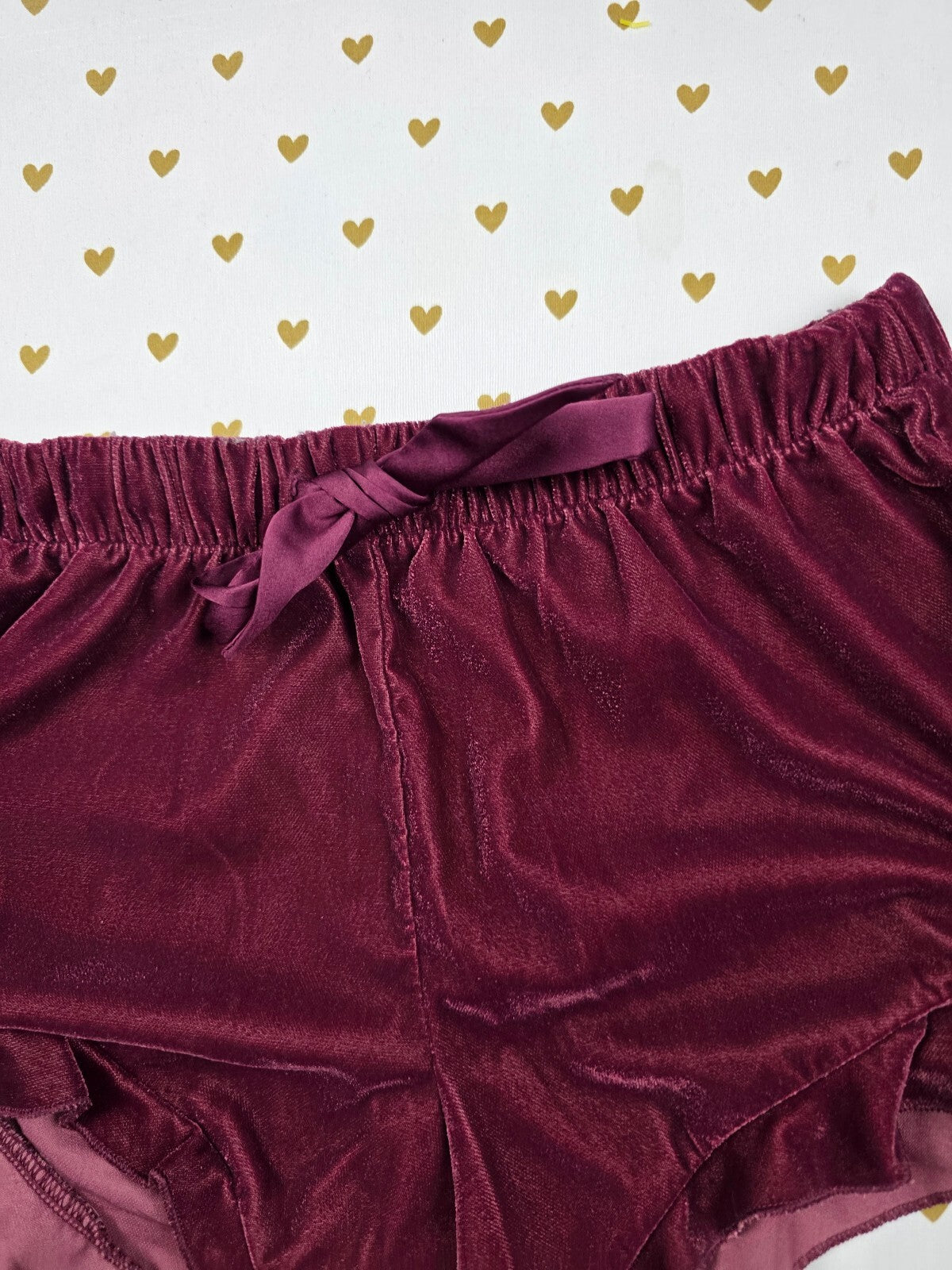 Victorias Secret Maroon Velvet XS Sleep Shorts Boxers Pajama Bottoms