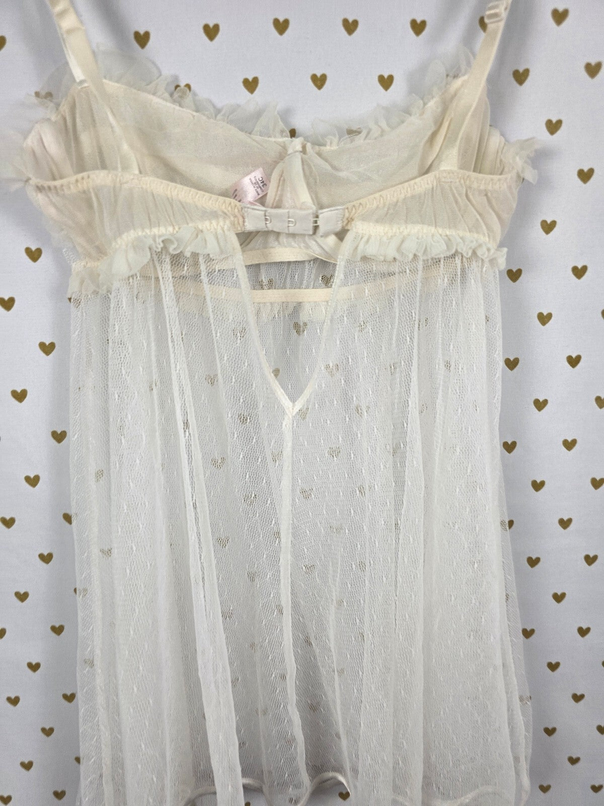 Victorias Secret Vintage Ruffled Sheer Babydoll Nightie Y2k 34C Underwire