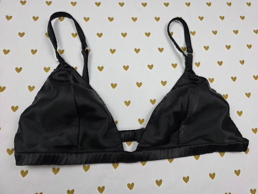 Victorias Secret Black Satin Sexy Large Black Bralette Bra Top Tank
