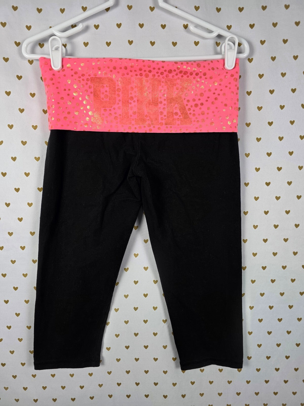 Victorias Secret PINK Vintage Y2k Bling Foldover Yoga Pants Capri Small