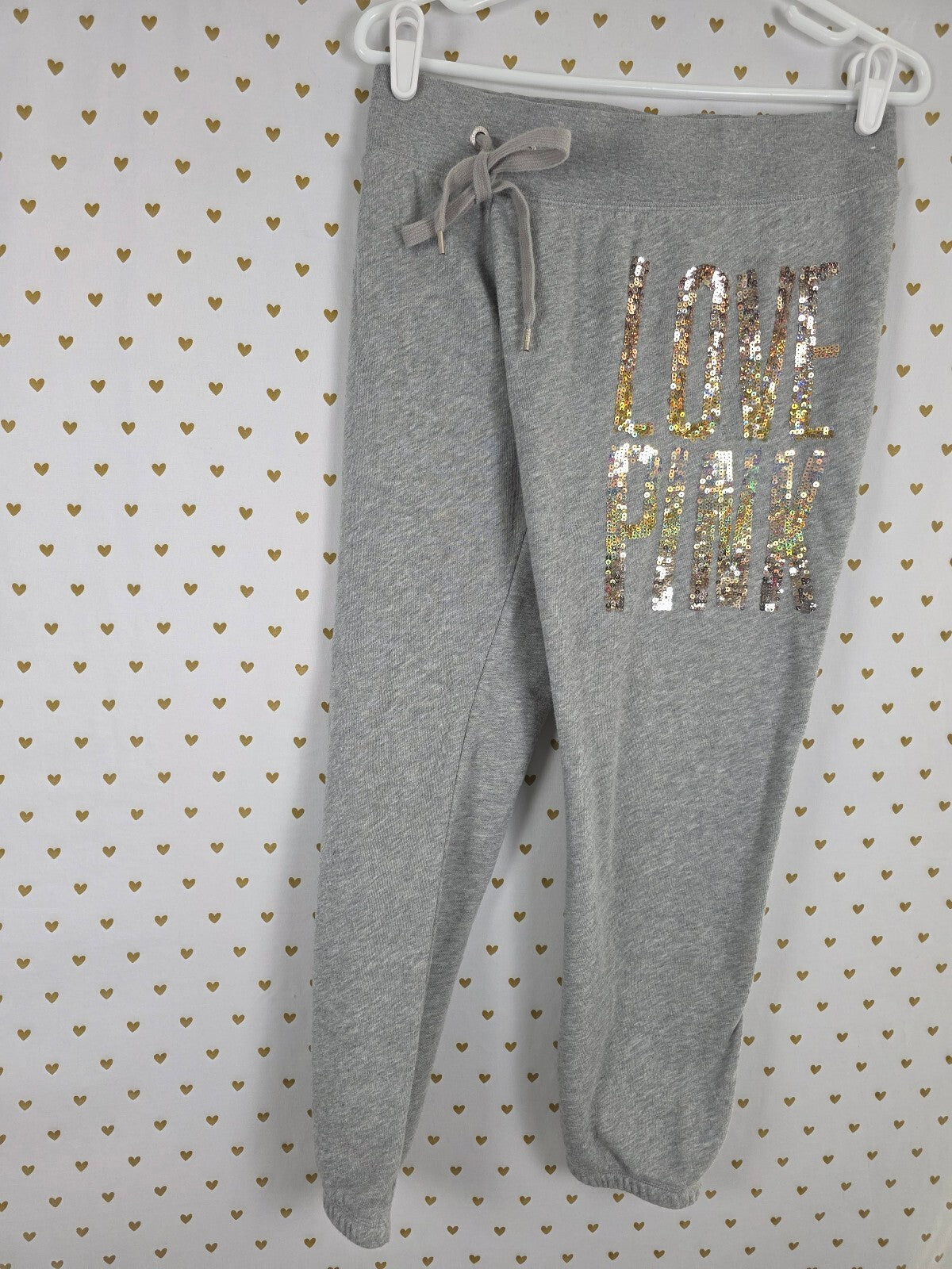 Victorias Secret Pink Vintage Gradient Bling SET Gold Sequined Small Y2k Sweats
