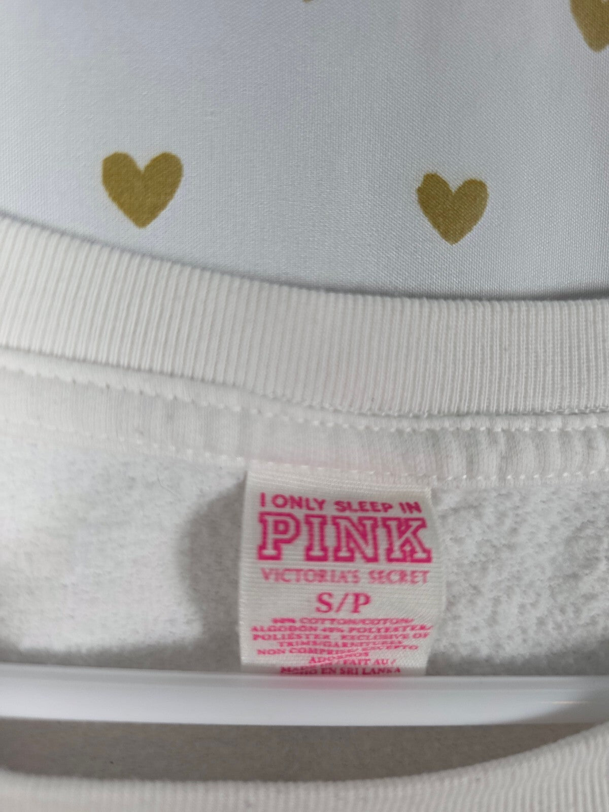 Victorias Secret Pink Glitter Bling Logo Sweater Shirt crew White Small