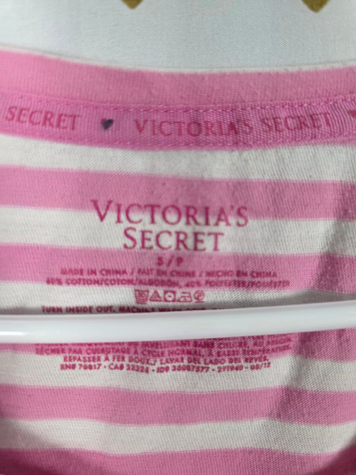 Victorias Secret Striped ANGEL Sleep Shirt Nightgown Pink Glitter Bling SMALL