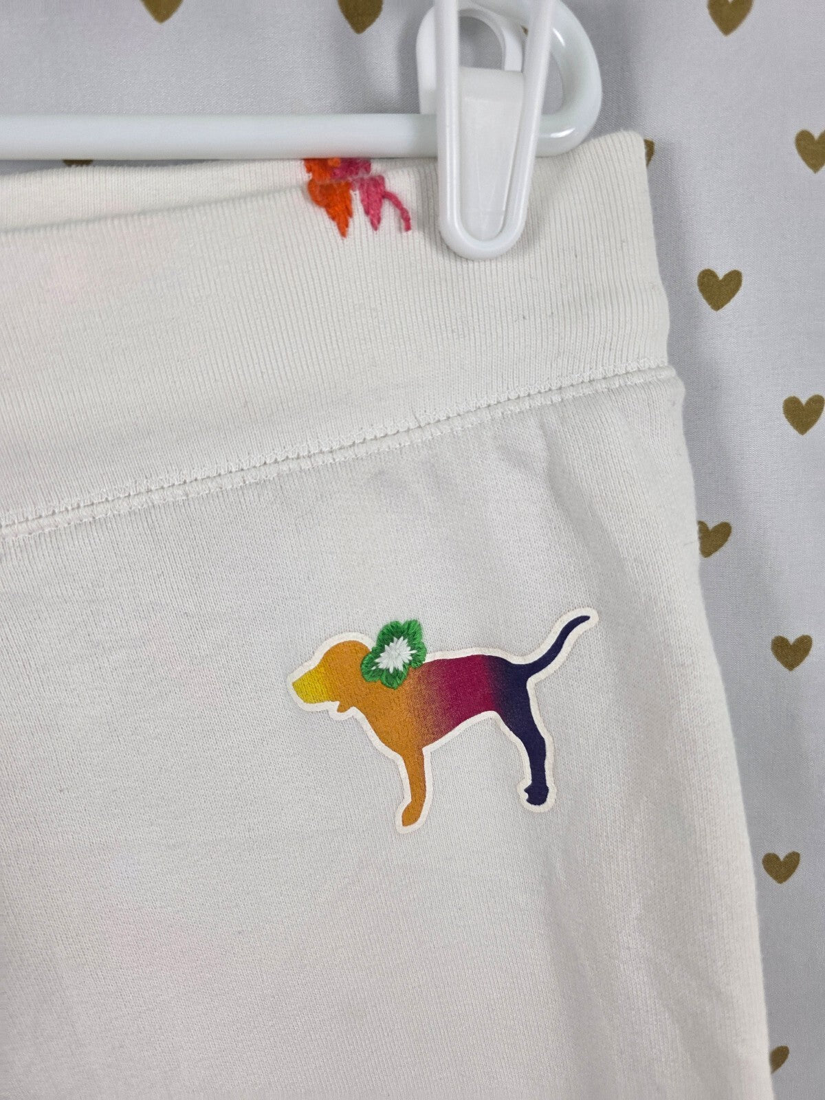 Victorias Secret PINK White Vintage Logo Butt Sweats Sweatpants Y2k Medium