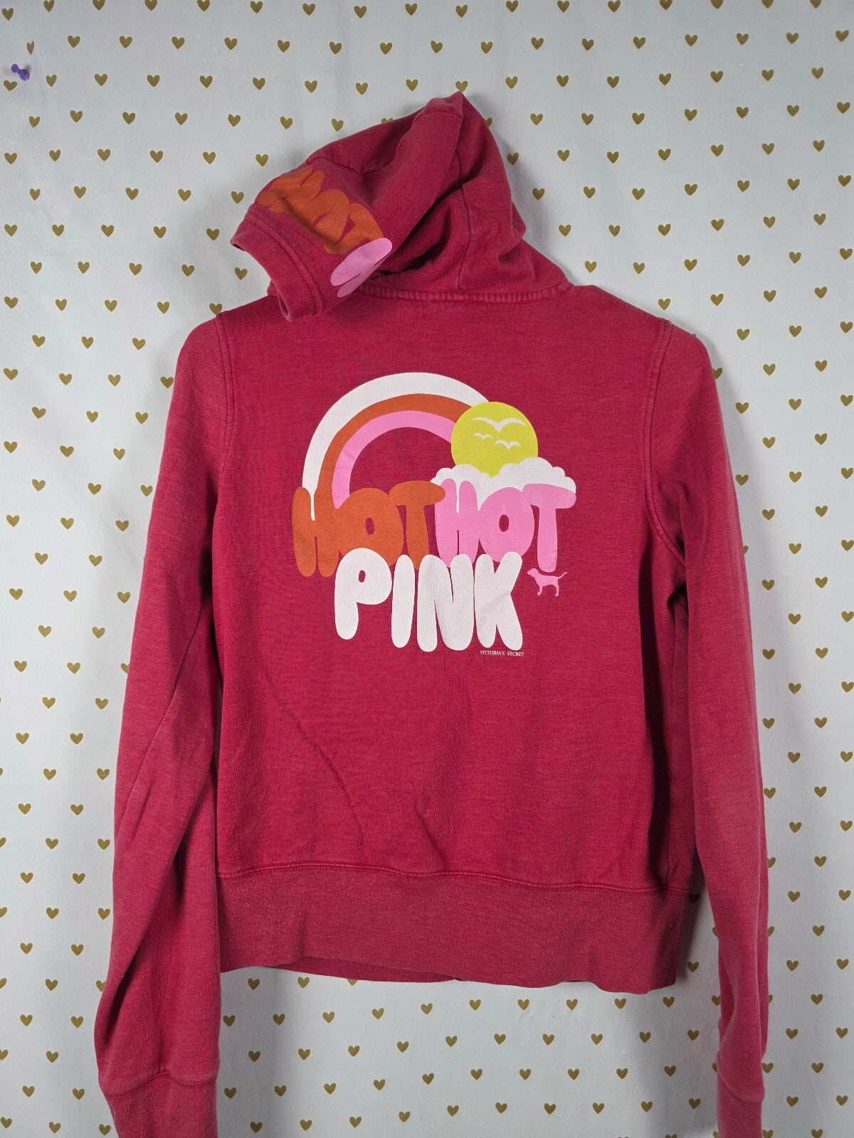 Victoria’s Secret PINK “Hot Hot Pink” full zip hoodie, size Medium.