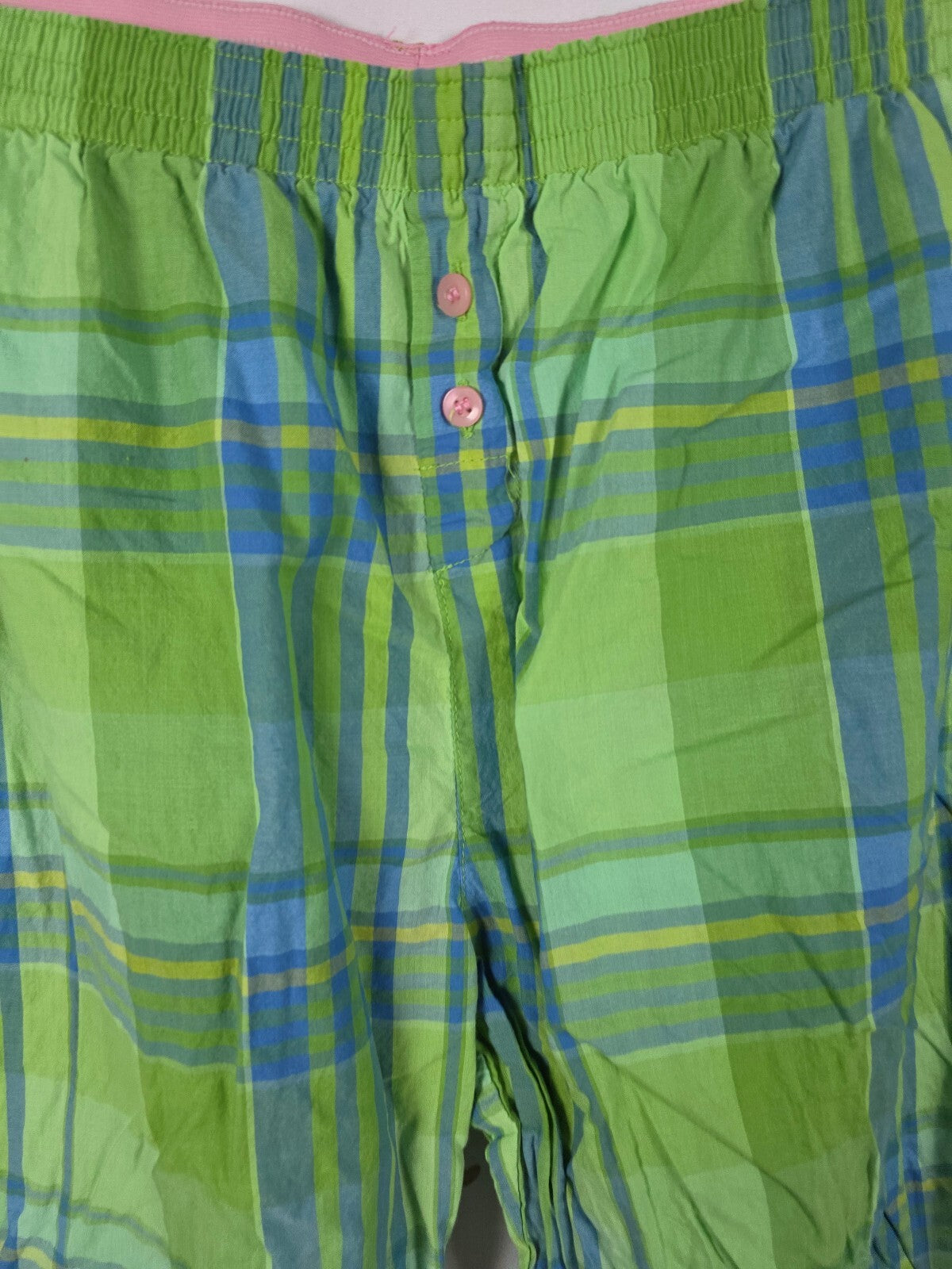 Victorias Secret Green Plaid Cotton Vintage LARGE Sleep Pants Pajama PJ Bottoms
