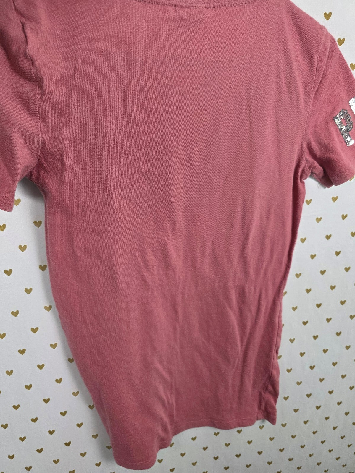 Victorias Secret PINK V neck Sequined Bling Tee shirt Small