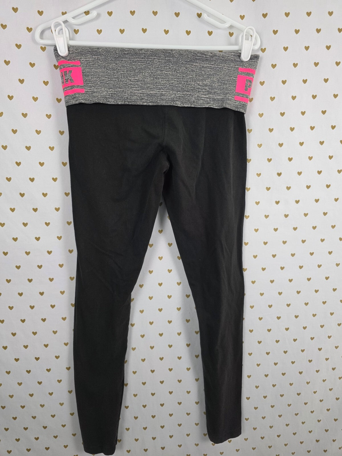 Victorias Secret PINK Vintage Neon Logo Foldover Yoga Pants skinny Small