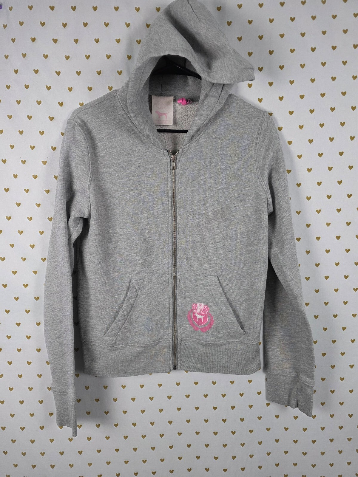 Victorias Secret Vintage Y2k PHI BETA PINK Full zip Hoodie Jacket LARGE