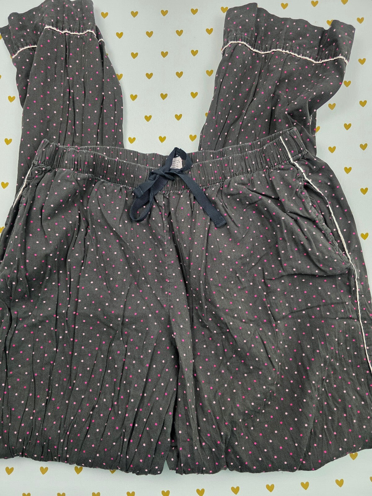 Victorias Secret Black Soft Polka Dot medium Sleep Pants Pajama PJ Bottoms
