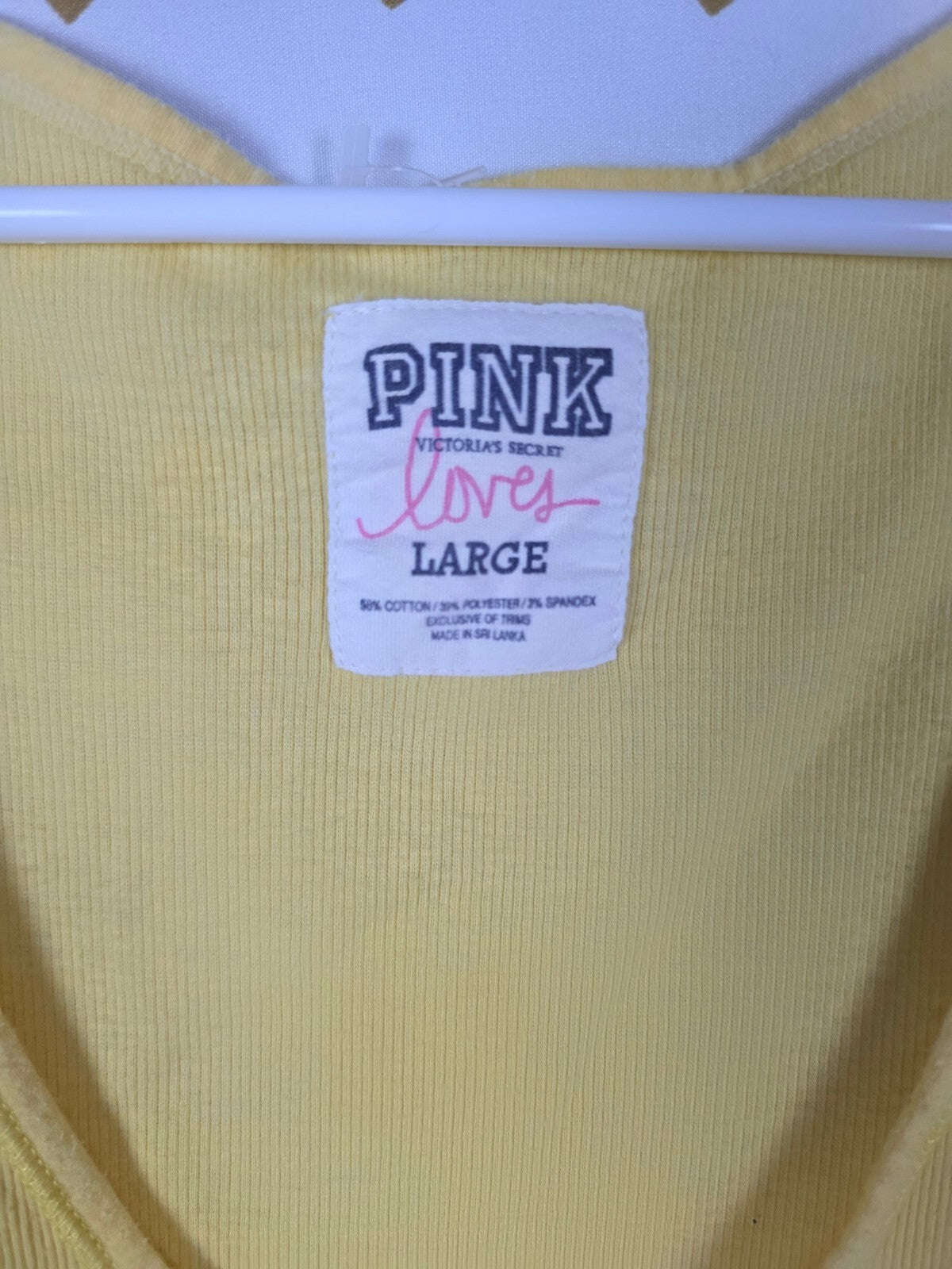 Victorias Secret PINK Vintage Ribbed Y2k Yellow Tank Top Muscle Tee LARGE