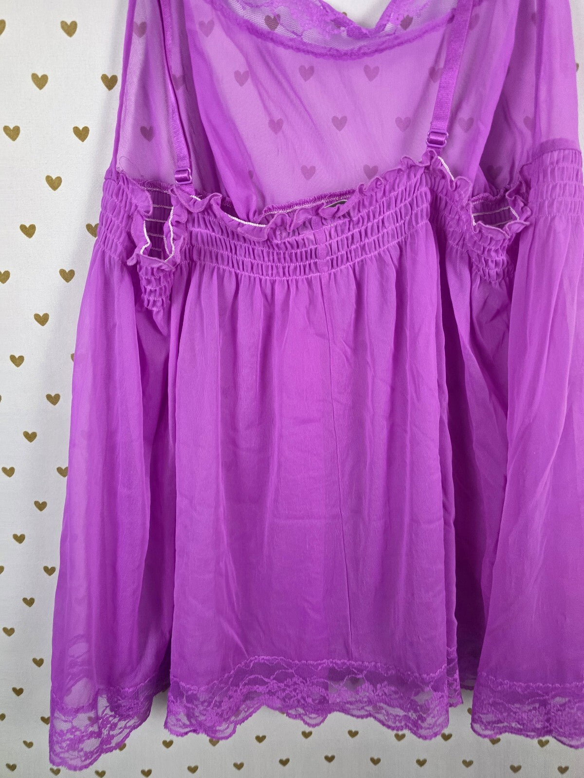 Victorias Secret Purple Sheer Flowy Babydoll Nightie Dress Lingerie XL