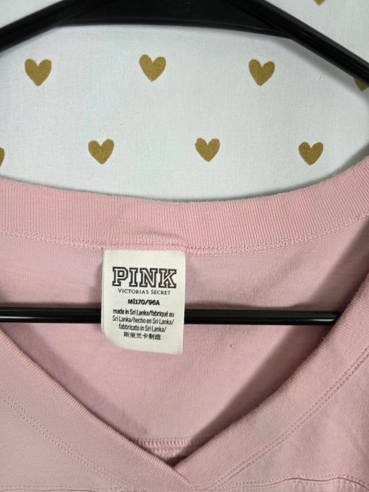 Victorias Secret PINK Checkered Logo OVersized V neck Tee shirt Medium