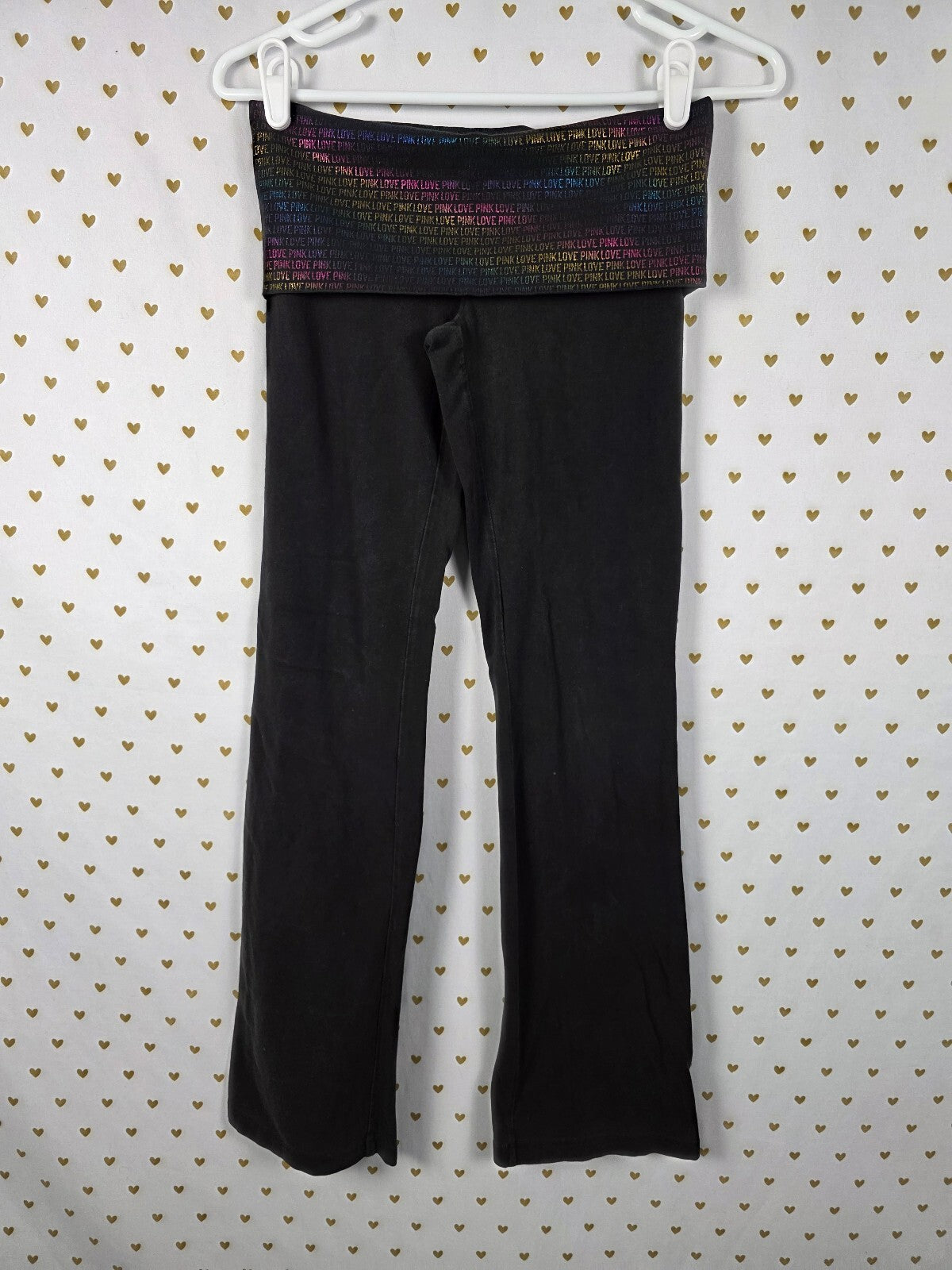 Victorias Secret PINK Vintage Y2k Rainbow Foldover Yoga pants XS Flare