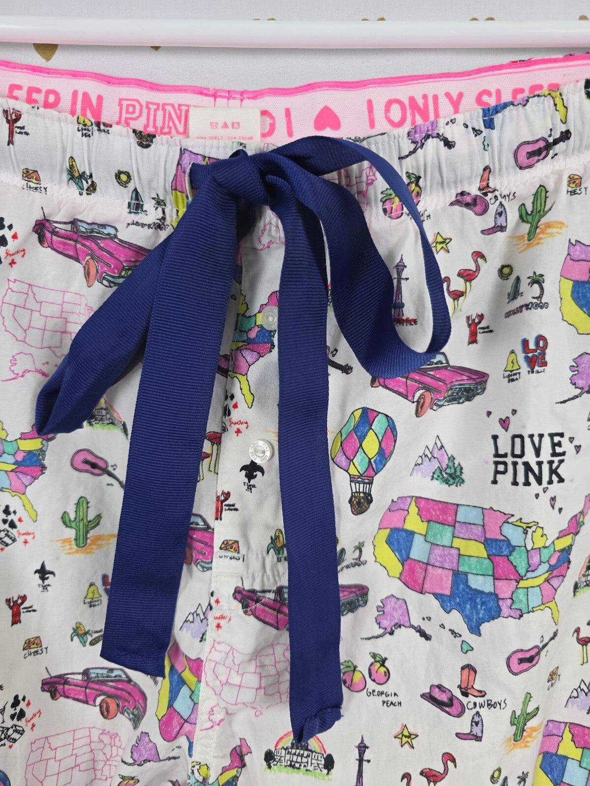Victoria’s Secret PINK Love PINK USA Map Travel Pajama Pants S HTF