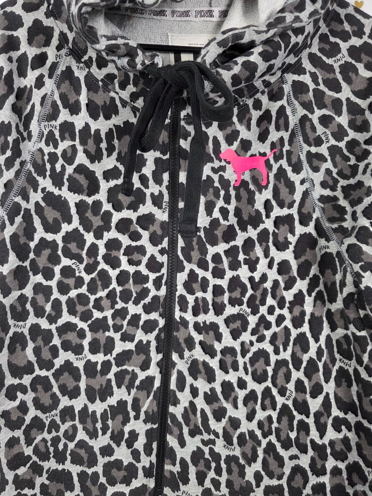 Victoria's Secret PINK 2012 Fashion Show Leopard Jumpsuit Onesie M Hooded HTF