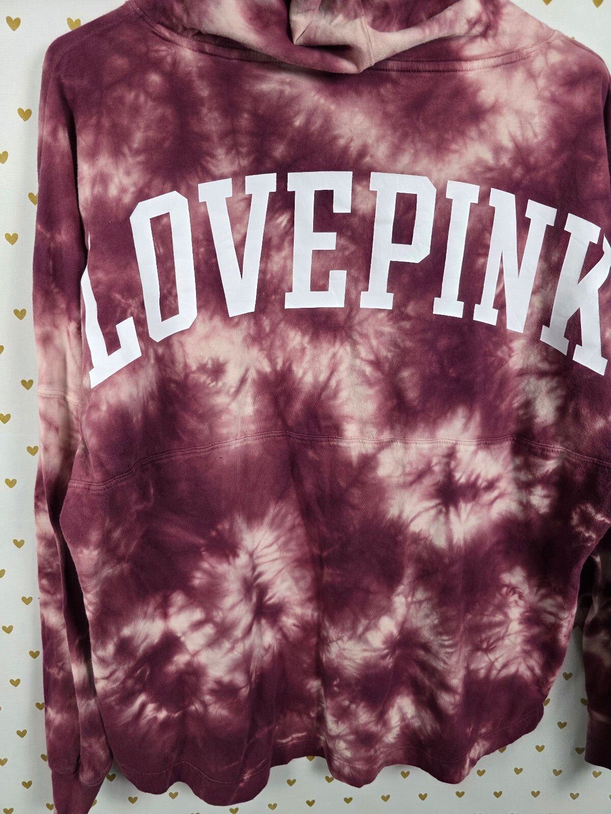 Victorias Secret Pink Tye Dye Hooded Long Sleeve Tee shirt MEDIUM