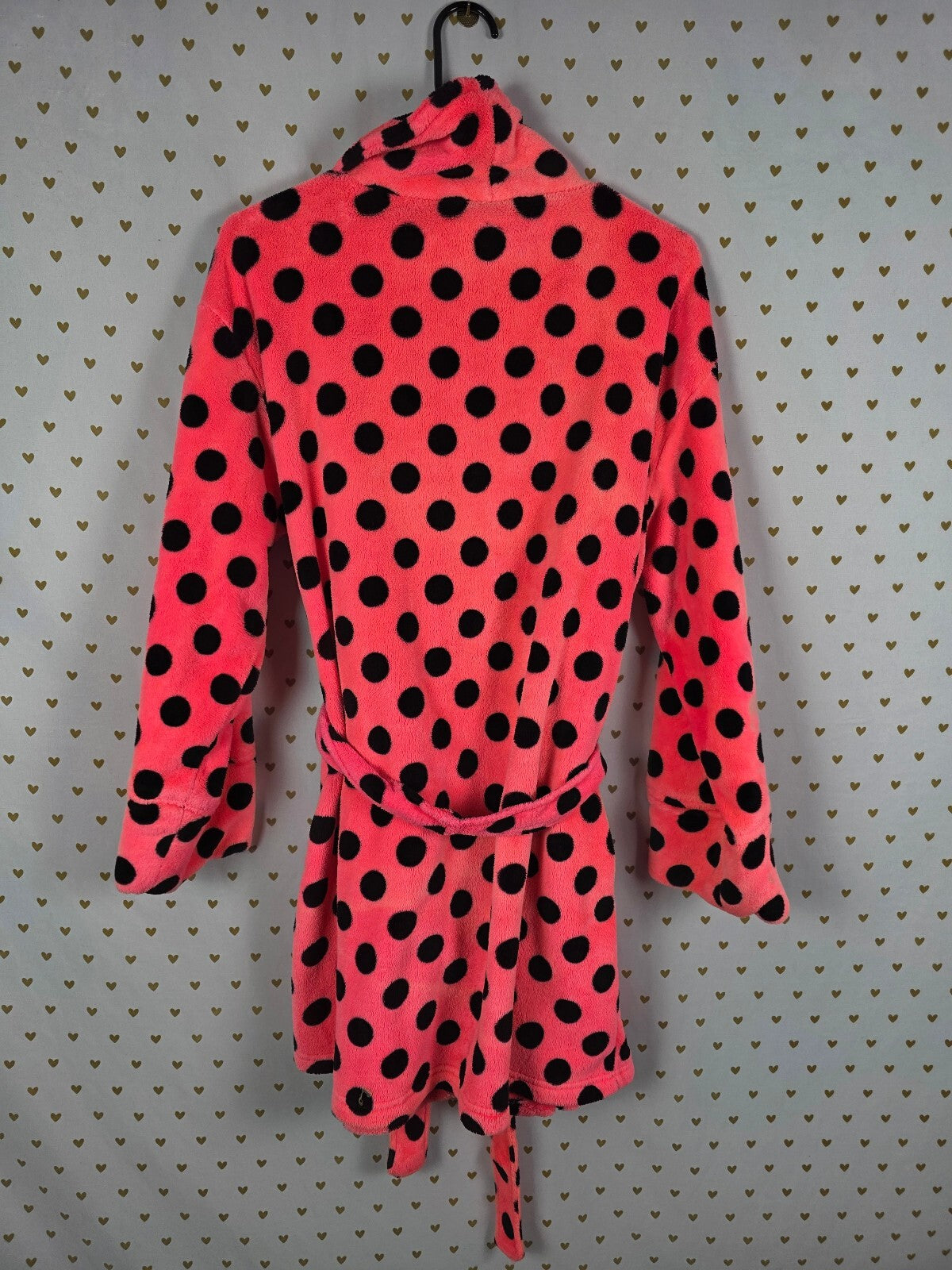 Victorias Secret PINK Fluffy Warm Polka Dot Wrap Robe Lounge Med Large