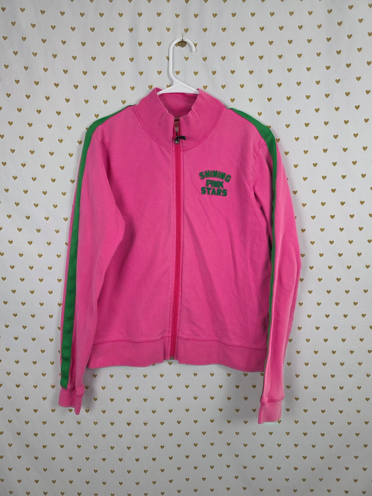 Vintage Victoria's Secret PINK 2005 Zip Jacket L Shining Pink Stars Y2K