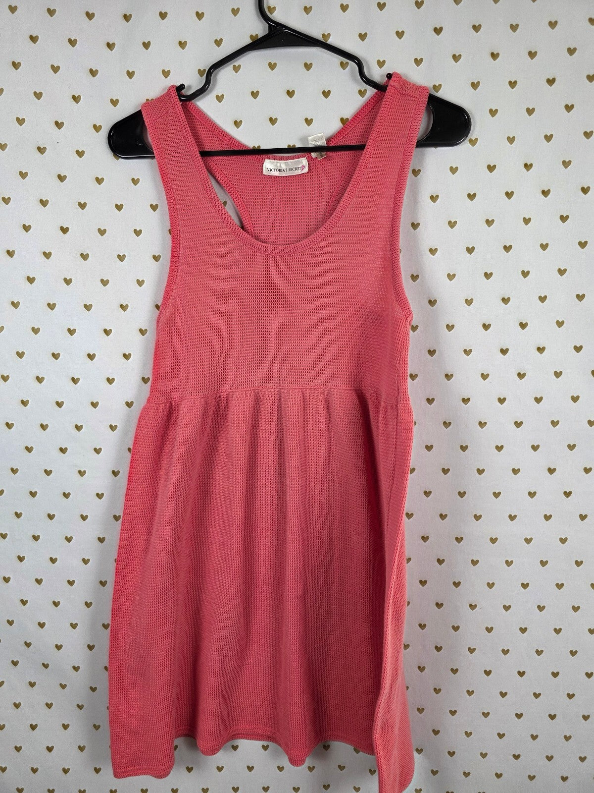 Victorias Secret Vintage Heart label Waffle Knit Babydoll Swing Dress Tank Small