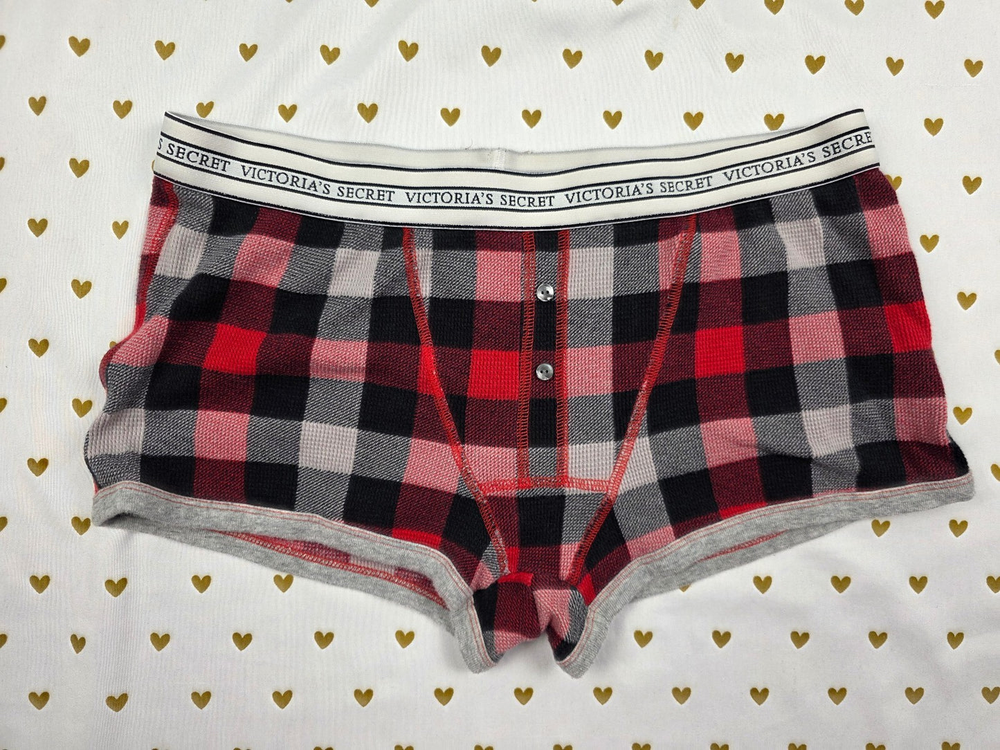 Victorias Secret Red Plaid Thermal SMALL Sleep Shorts Boxers Pajama Bottoms