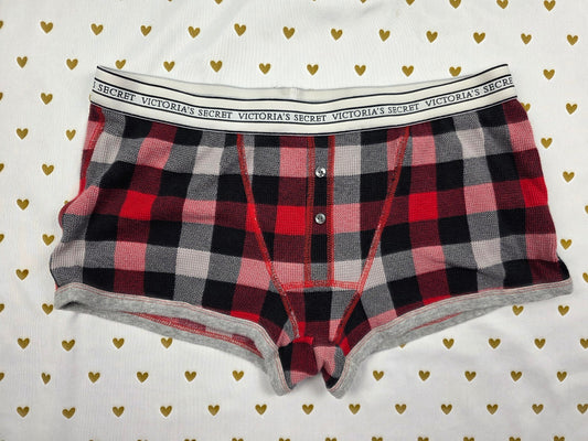Victorias Secret Red Plaid Thermal SMALL Sleep Shorts Boxers Pajama Bottoms