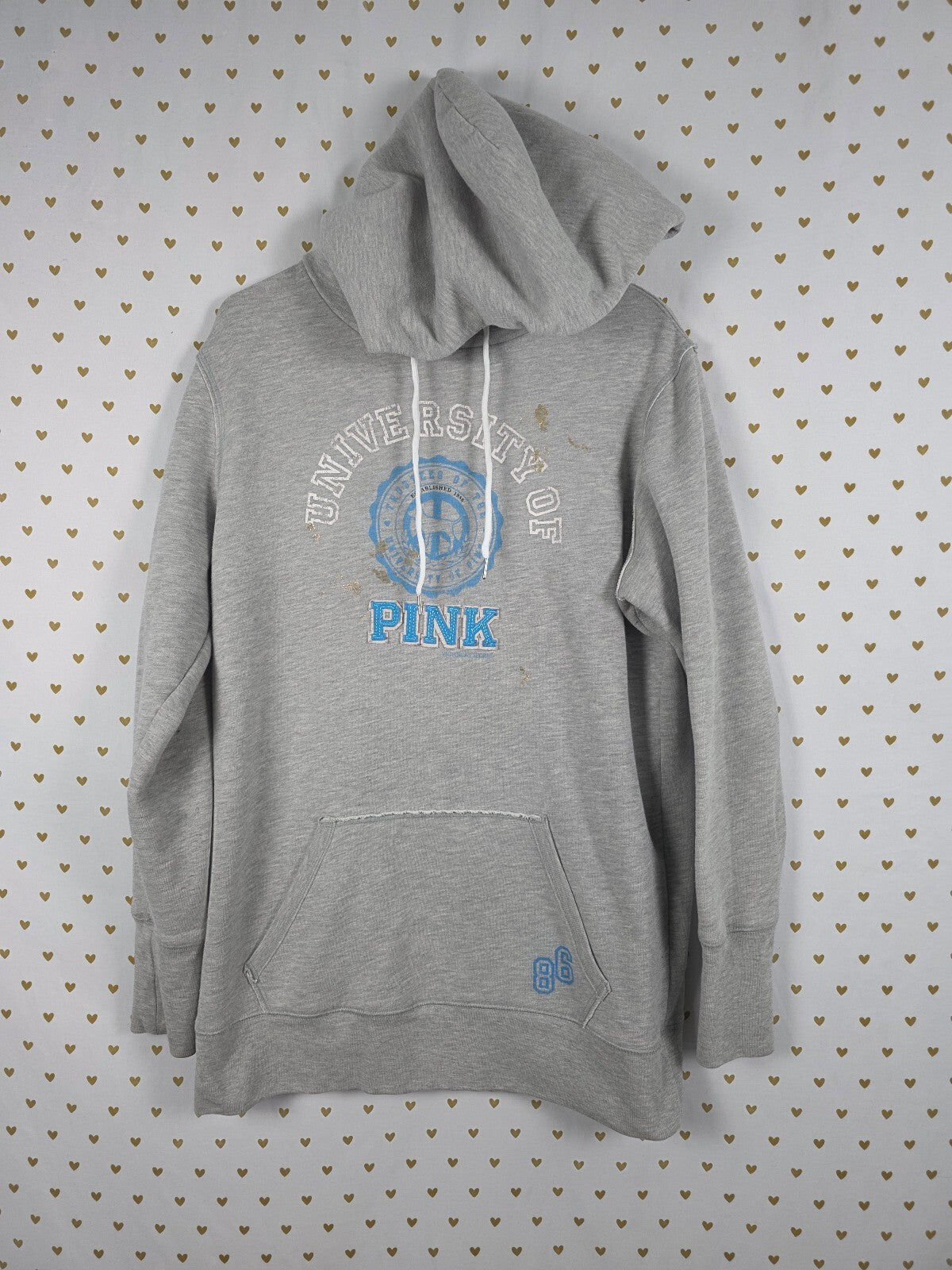 Victorias Secret PINK Vintage University Sweater Dress Hooded Y2k Grey Large