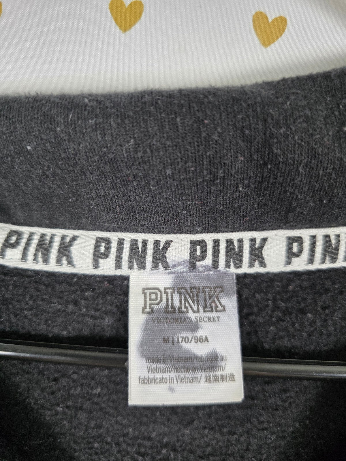 Victorias Secret Pink Embroidered Hibiscus Quarter Zip Logo Sweater Shirt MED