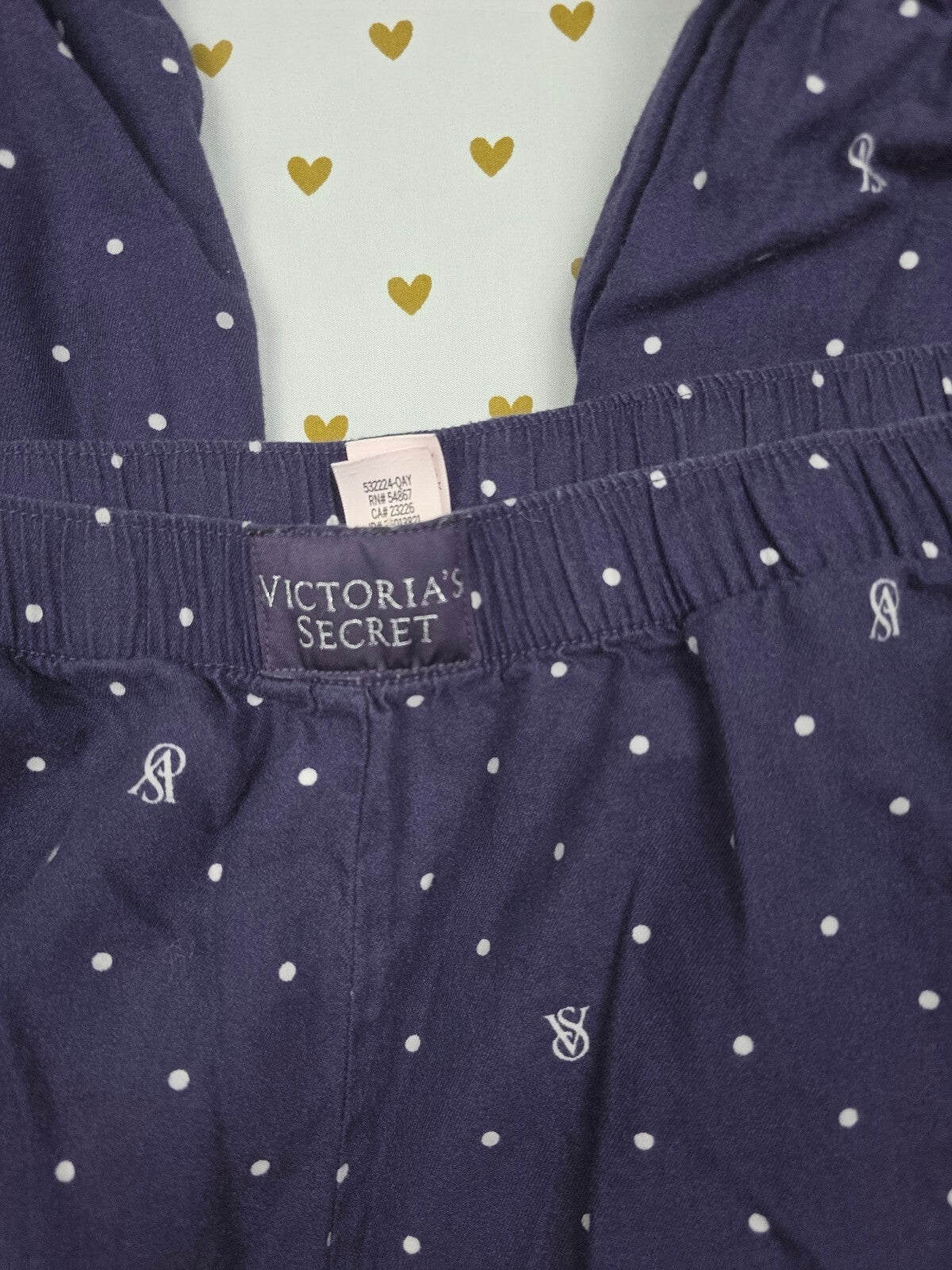 Victorias Secret Blue Polka Dot Sleep Pants Pajama Bottoms PJ LARGE