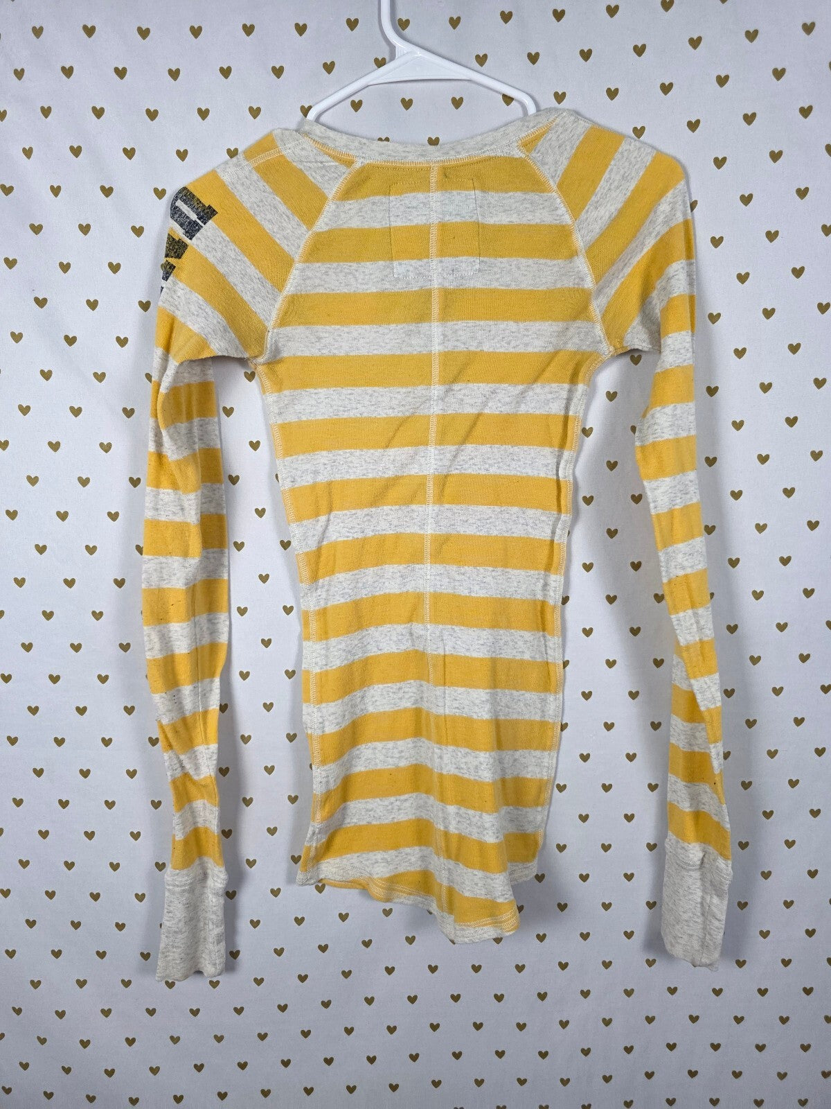 PINK Victoria's Secret 1986 Heritage Stripe Henley Long Sleeve Top Varsity XS